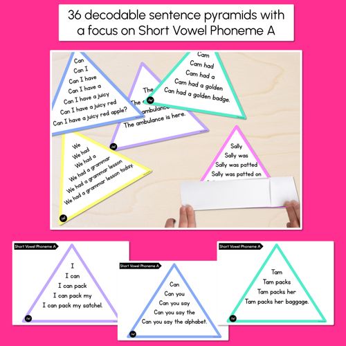 Resource preview 2 for SHORT VOWEL PHONEME A WORDS - Decodable Sentence Pyramids - Phonics Fluency