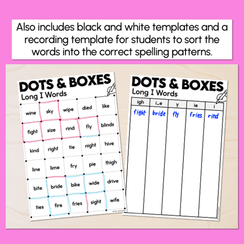 Resource preview 3 for Dots and Boxes Phonics Game - Long I Words