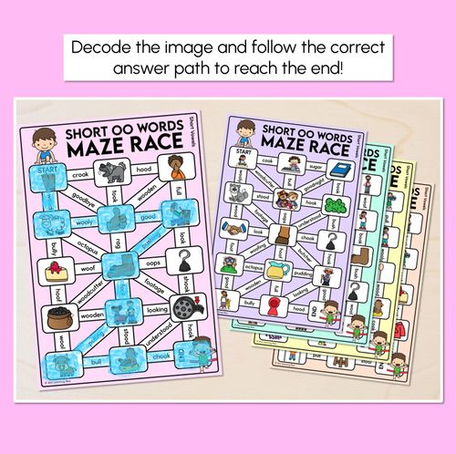 Resource preview 2 for Short Vowel OO Words Maze Race - Short Vowel OO Words Mats