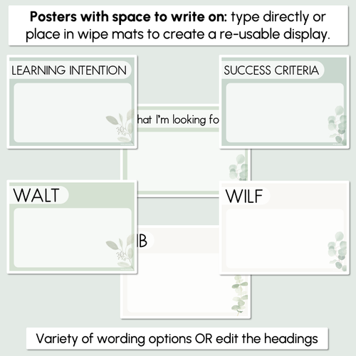 Resource preview 2 for Learning Intentions & Success Criteria - LISC Posters - The Eucalyptus Edit - Eucalyptus Classroom Decor