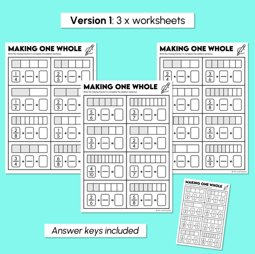 Resource preview 3 for Make One Whole - Fractions Worksheets