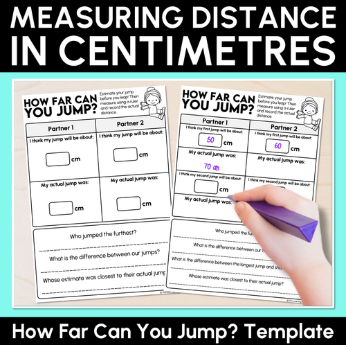 Resource preview 1 for Measuring Distance in Centimetres - How Far Can You Jump? Template