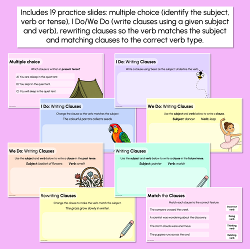 Resource preview 3 for Exploring Clauses with Subject & Verbs Explicit Teaching Slides