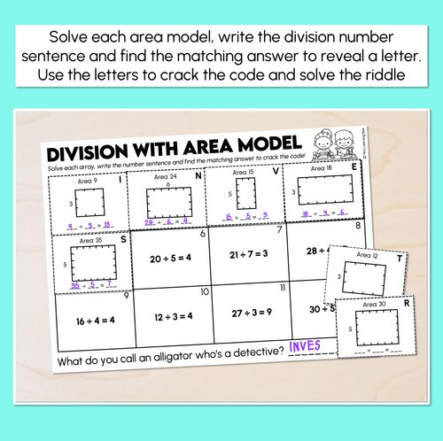 Resource preview 2 for Joke Code Cracker - Division with Area Model