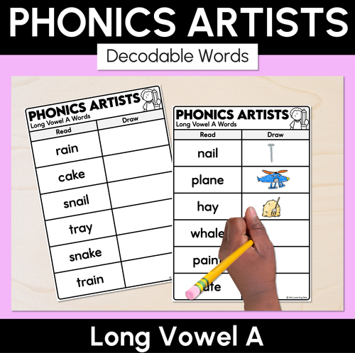 Resource preview 2 for Phonics Artists - Long Vowels Decodable Words & Sentences Complete Bundle