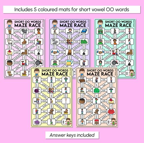 Resource preview 3 for Short Vowel OO Words Maze Race - Short Vowel OO Words Mats