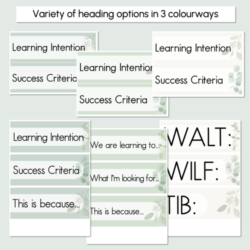 Resource preview 3 for Learning Intentions & Success Criteria - LISC Posters - The Eucalyptus Edit - Eucalyptus Classroom Decor
