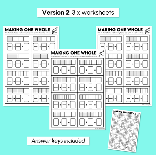 Resource preview 4 for Make One Whole - Fractions Worksheets