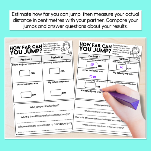 Resource preview 2 for Measuring Distance in Centimetres - How Far Can You Jump? Template