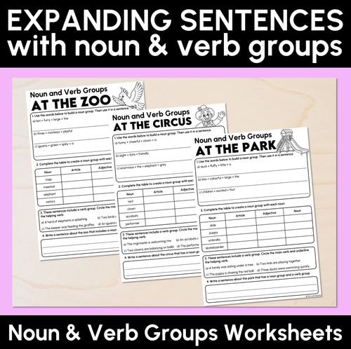 Resource preview 1 for Expanding Sentences with Nouns & Verb Groups Worksheets