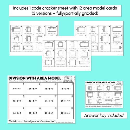 Resource preview 3 for Joke Code Cracker - Division with Area Model