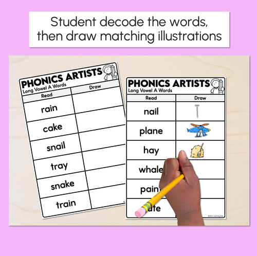 Resource preview 2 for Phonics Artists - Long Vowel A Words - Decodable Words Activity