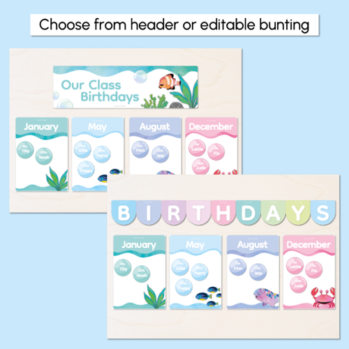 Resource preview 5 for Classroom Birthdays Display - The Sea of Wonder Collection - Calming Classroom Decor
