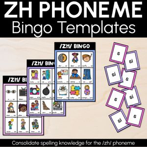 ZH SOUND BINGO - Ways to spell the /zh/ phoneme