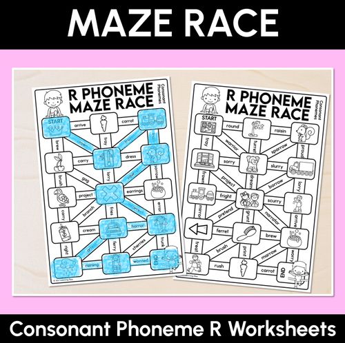 Resource preview 1 for Consonant Phoneme R Words Maze Race - Consonant R Words Worksheets