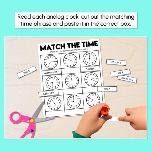 Resource preview 2 for Match the Time (5-minute & 1-minute intervals) - Reading Time Worksheets