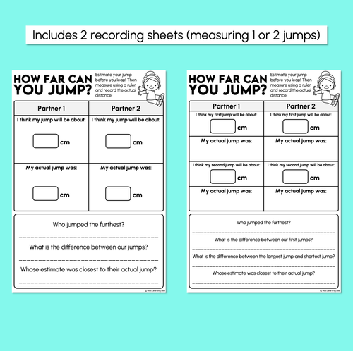 Resource preview 3 for Measuring Distance in Centimetres - How Far Can You Jump? Template