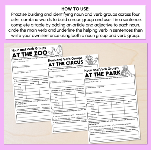 Resource preview 2 for Expanding Sentences with Nouns & Verb Groups Worksheets