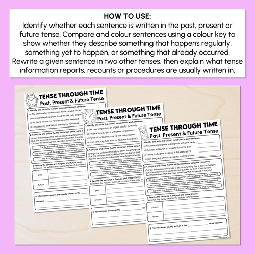 Resource preview 2 for Past, Present & Future Tense - Tenses Worksheets