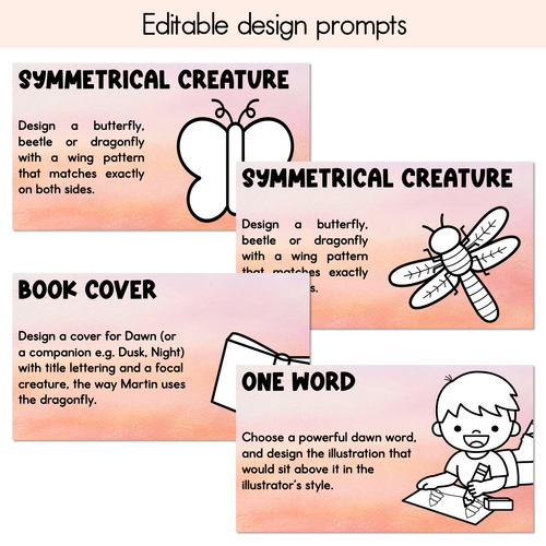 Resource preview 4 for Dawn Editable Slides - Differentiated Writing, Maths and Design Prompts - Book Week 2026