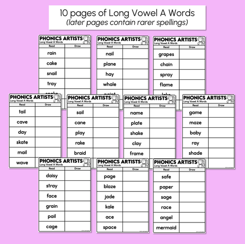 Resource preview 3 for Phonics Artists - Long Vowel A Words - Decodable Words Activity