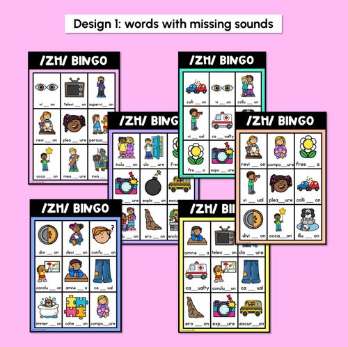 Resource preview 2 for ZH SOUND BINGO - Ways to spell the /zh/ phoneme