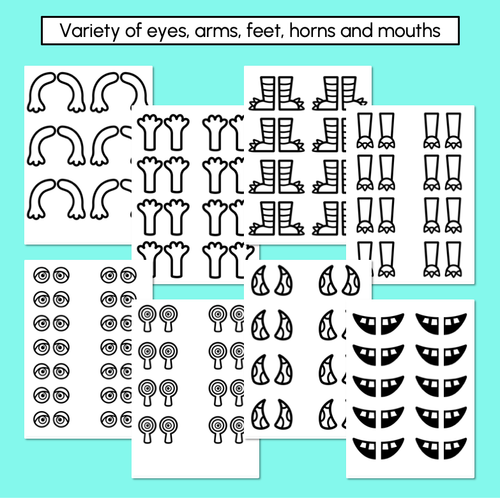 Resource preview 4 for Monster Symmetry - Build a Monster Printables