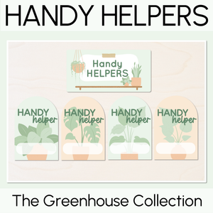 Handy Helpers Classroom Jobs Display - The Greenhouse Collection - Natural Classroom Decor