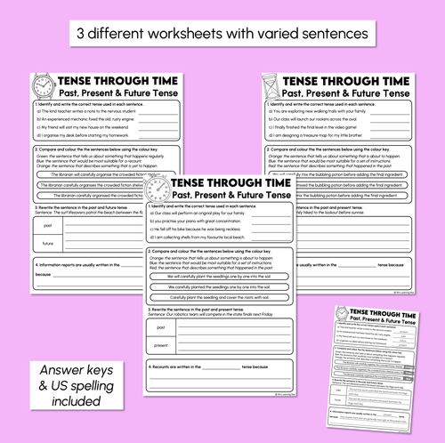 Resource preview 3 for Past, Present & Future Tense - Tenses Worksheets