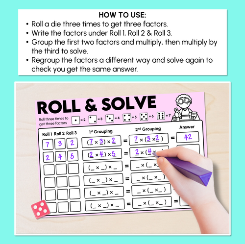 Resource preview 2 for Roll & Solve - Associative Property - Multiplication Mats
