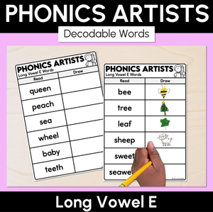 Phonics Artists - Long Vowel E Words - Decodable Words Activity