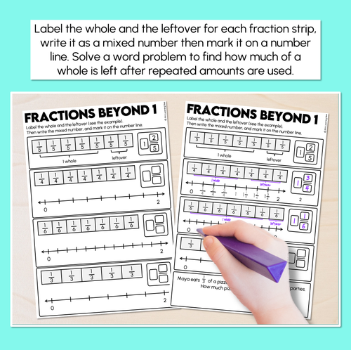 Resource preview 2 for Improper Fractions - Fractions Beyond One Whole Worksheets