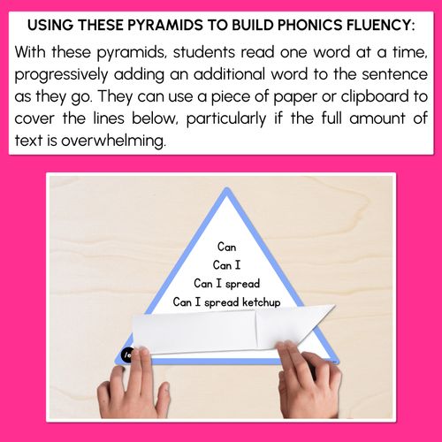 Resource preview 3 for SHORT VOWEL PHONEME E WORDS - Decodable Sentence Pyramids - Phonics Fluency
