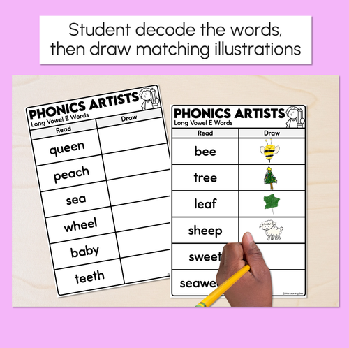 Resource preview 2 for Phonics Artists - Long Vowel E Words - Decodable Words Activity