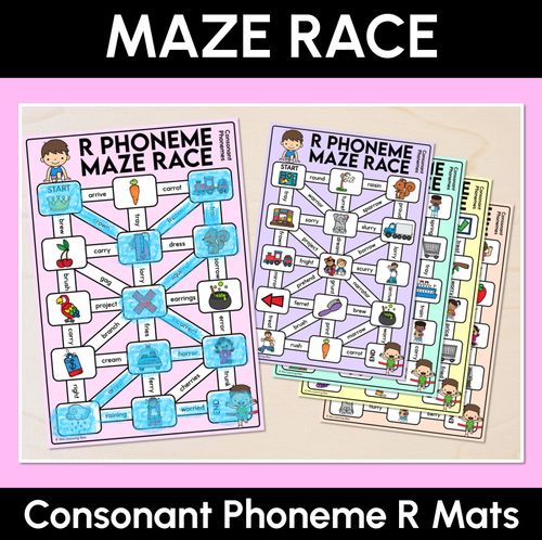 Resource preview 1 for Consonant Phoneme R Words Maze Race - Consonant R Words Mats