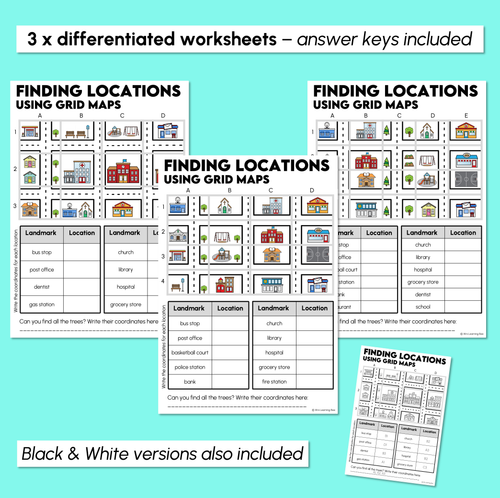 Resource preview 3 for Finding Locations Using Grid Maps – Worksheets