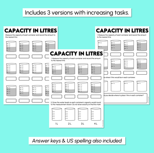 Resource preview 3 for Capacity in Litres Worksheets