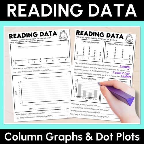 Resource preview 1 for Reading Data - Column Graphs & Dot Plots Worksheets