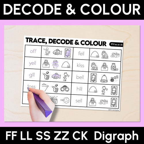 Resource preview 2 for Trace, Decode & Colour - Consonant Digraph Decodable Worksheets Bundle