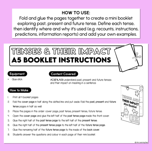 Resource preview 2 for Past, Present & Future Tense - Tenses Mini-Book Activity