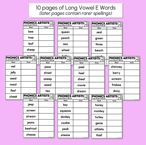 Resource preview 3 for Phonics Artists - Long Vowel E Words - Decodable Words Activity