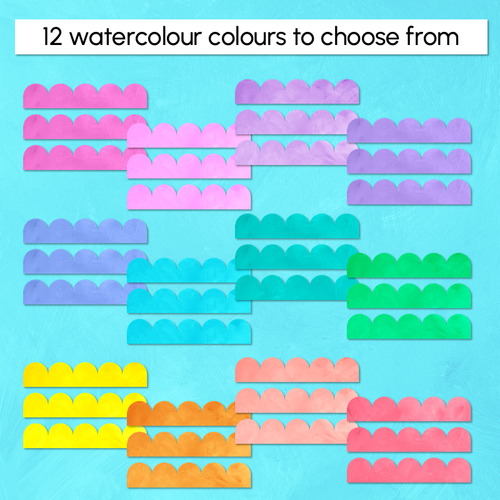Resource preview 2 for Bulletin Borders - Rainbow Watercolour - The Kutopia Collection