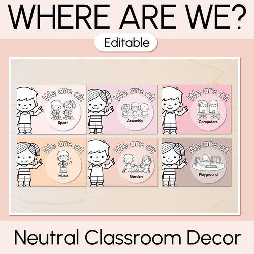 Resource preview 1 for Where Are We? Classroom Display - Neutral Classroom Decor