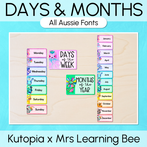 Resource preview 1 for Days of the Week & Months of the Year Display - Rainbow Watercolour - The Kutopia Collection 