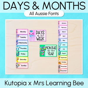 Days of the Week & Months of the Year Display - Rainbow Watercolour - The Kutopia Collection 