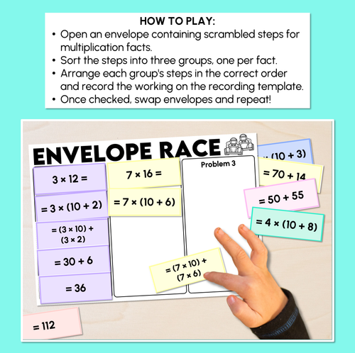 Resource preview 2 for Distributive Property (Flexible Partitioning in Multiplication) - Envelope Race - Multiplication Game