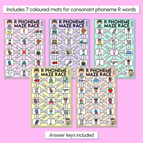 Resource preview 3 for Consonant Phoneme R Words Maze Race - Consonant R Words Mats