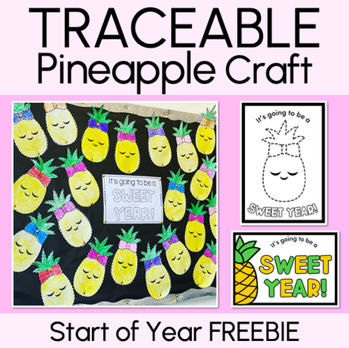 Resource preview 1 for Back To School Craft - It's Going To Be A Sweet Year - Pineapple Tracing