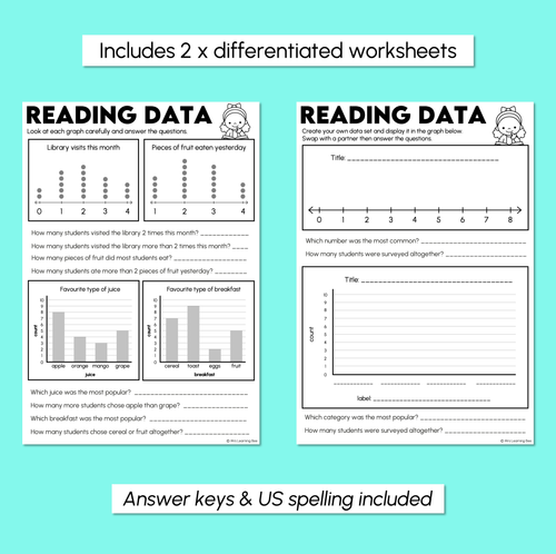 Resource preview 3 for Reading Data - Column Graphs & Dot Plots Worksheets