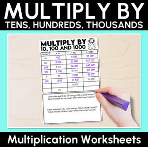 Multiply By 10s, 100s, 1000s - Multiplication Worksheets